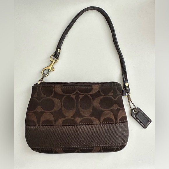 Coach Handbags - Coach | Preloved Dark Brown Signature Canvas Wristlet